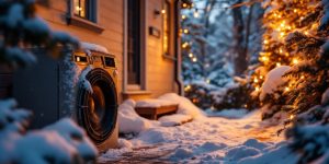 Winter home with a warm heating system inside.